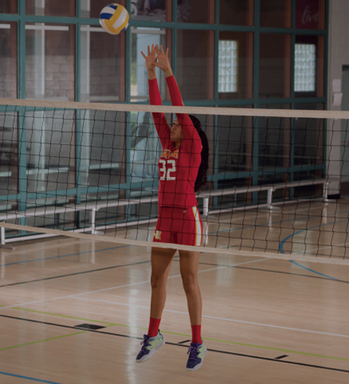 Volleyball team preparing for a match