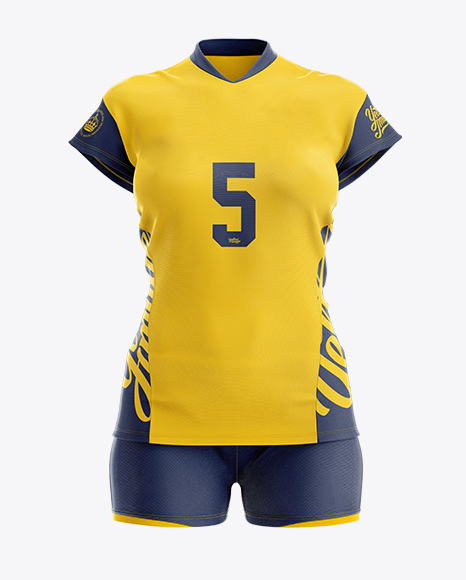 Volleyball player wearing performance uniform on indoor court